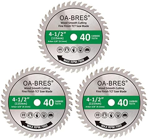 4-1/2" 40T Fine Finish Wood Cut Circular Saw Blade with 3/8 Inch Arbor, TCT ATB Trim Saw Blade - 3 Pack
