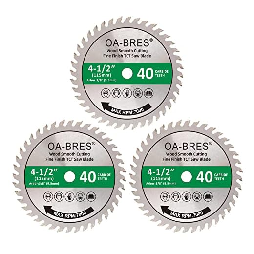4-1/2" 40T Fine Finish Wood Cut Circular Saw Blade with 3/8 Inch Arbor, TCT ATB Trim Saw Blade - 3 Pack