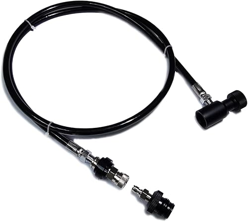 Miniatura 2 de Aopkeo Paintball Marker - Manguera de 52 pulgadas con control remoto recto, de acero inoxidable, desconexión rápida y control deslizante