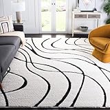 SAFAVIEH Florida Shag Collection Area Rug - 8' x 10', Ivory & Black, Non-Shedding & Easy Care, 1.2-inch Thick Ideal for High Traffic Areas in Living Room, Bedroom (SG471-1290)