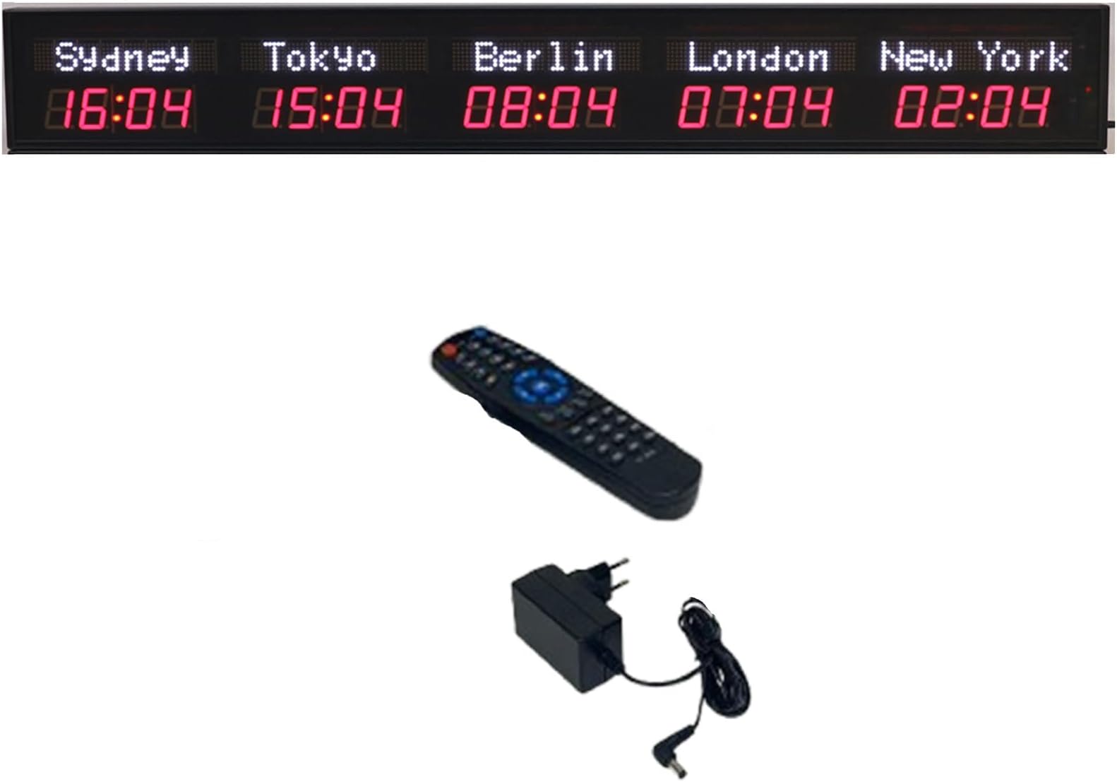 Time Zone Clock, Large Digital Led World Clock, World Clock Multiple Time Zones, for Hotels, Factories, Shopping Malls and Competition Venues,2-red&white-5City