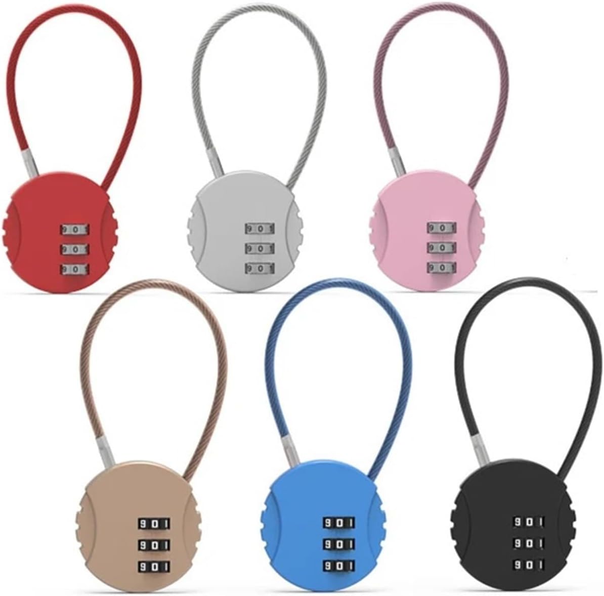 Round Wire Rope Password Lock Cookie Shape Padlock for Schoolbag Luggage Case Case Mini Code Lock 1Pcs(Red)