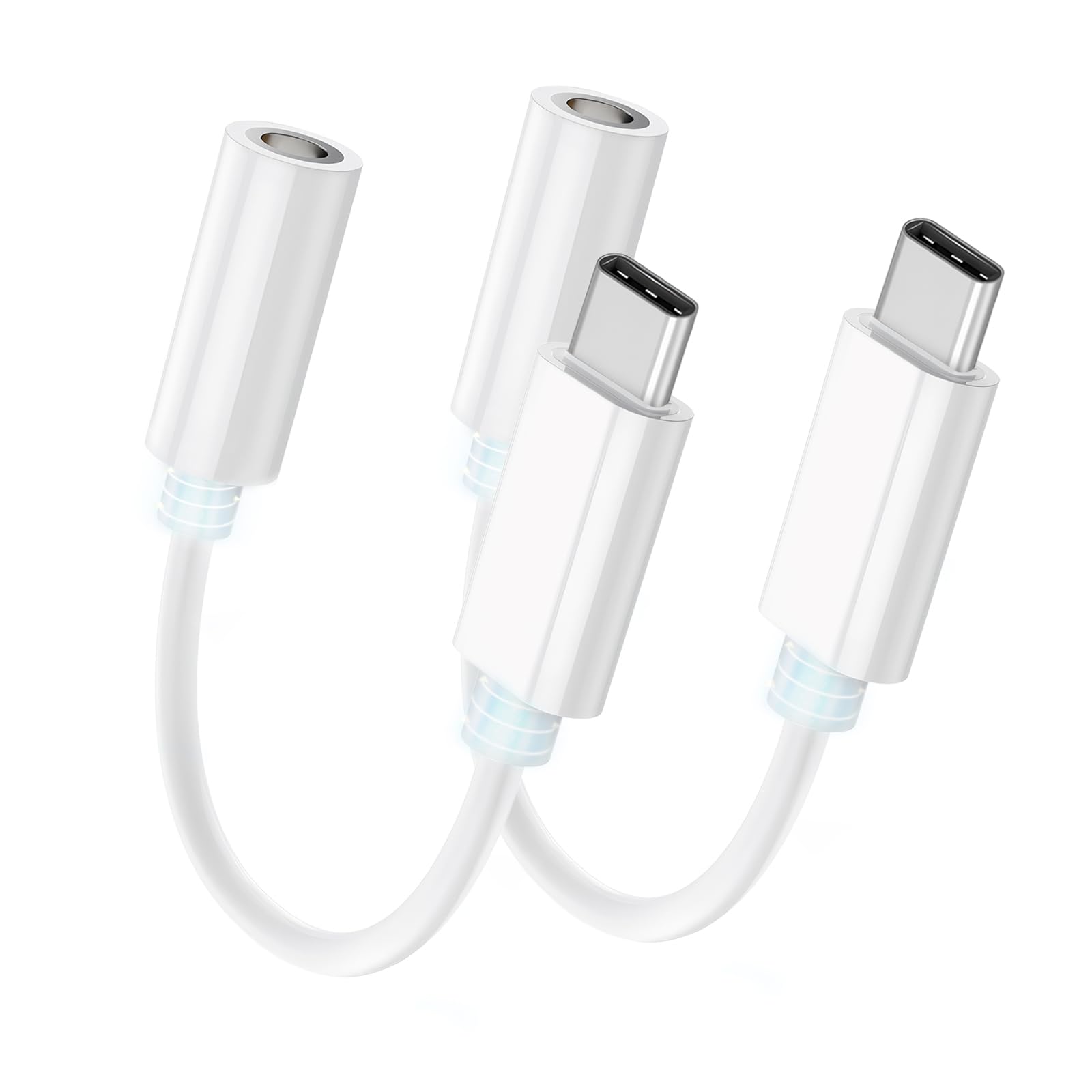 Seulliya USB C to 3.5mm Headphone Jack Adapter for iPhone 15/16 Pro/Max, Hi-Res Audio DAC Dongle, 3.5mm Aux Cord Converter for Samsung Galaxy, iPad, Car, USB-C Devices 2Pack