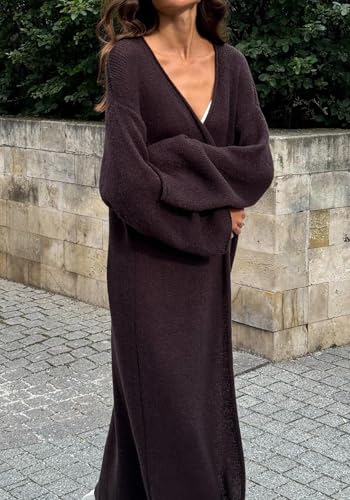 Womens Fall Long Cardigan Long Sleeve Knit Open Front Lightweight Sweaters Casual Maxi Loose Thin Coat3