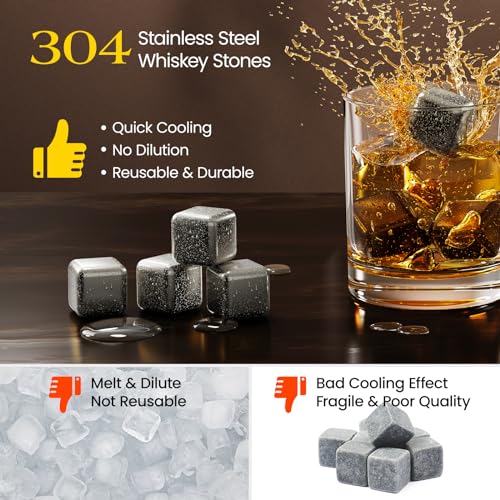 🏡🍽️Kollea Whiskey Stones – 8-Pack Stainless Steel Chilling Rocks | Reusable Metal Ice Cubes for Bourbon, Scotch, Gin & Beer | Cool Gift for Men, Dad & Drink Lovers - Image 2