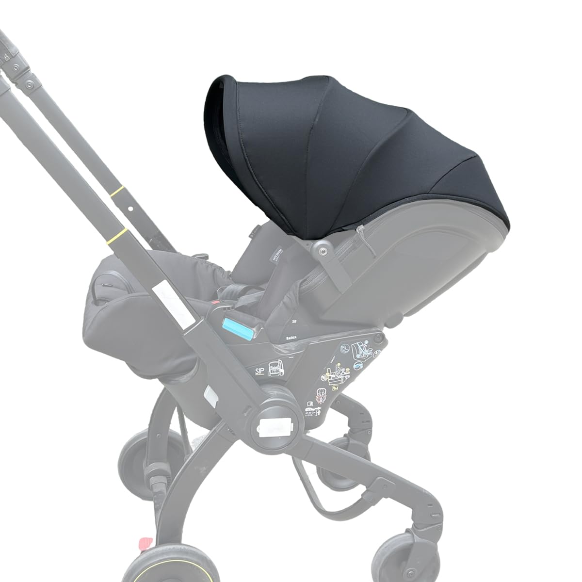 Auvent de rechange pour poussette Doona X/Doona+/Doona i, pare-soleil extensible à 4 segments, lavable en machine, accessoires de poussette avec épaulettes (noir, pour Doona X)