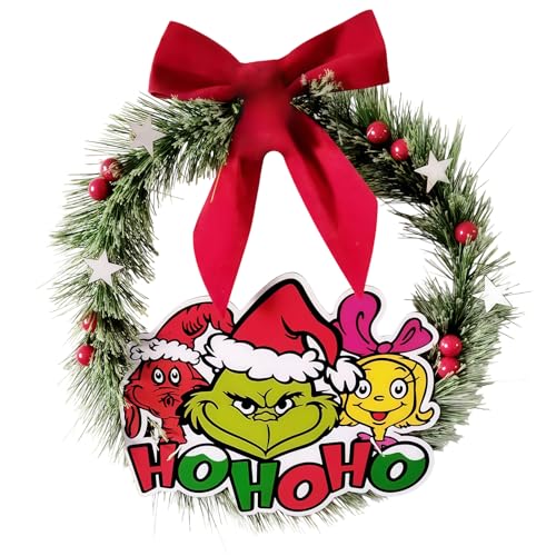 OUQIWEN Couronne de Noël,30cm Couronne de Porte Noël,Guirlande de Noël Artificielle pour Cadre de Cheminée Murale (B)