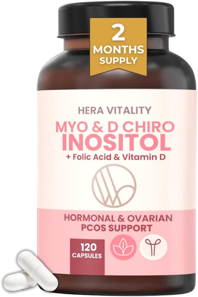 – Myo-Inositol & D-Chiro Inositol Capsules for Women | 120 Capsules – 2 Month Supply | with Folic Acid & Vitamin D3 | Hormone Balance Support | High Strength Inositol Complex