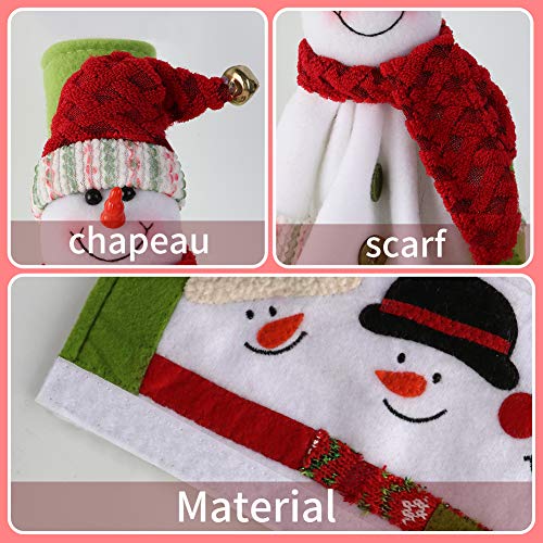 image for OurWarm Christmas Refrigerator Handle Covers Set of 4, 3D Cute Snowman