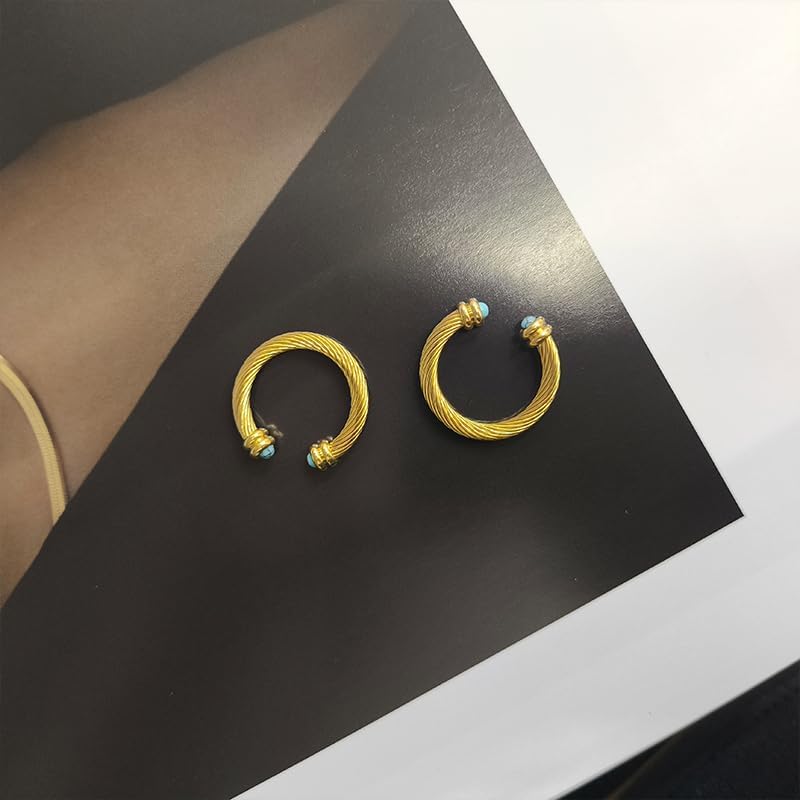 Gold Turquoise Ring, Western Rings for Women, Adjustable Rings for Vintage Jewelry, Boho Stainless Steel Ring for Men - Image 4