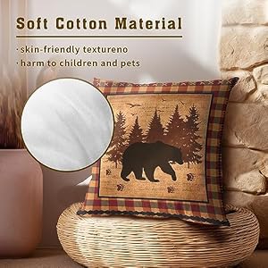 Imiss Bear Throw Pillow Covers 18x18 Inch Set of 2 Forest Cabin Nature Wildlife Square Pillowcase Buffalo Plaid Decorative Cushion Cover for Outdoor Sofa Bedroom Car Imiss Bear Throw Pillow Covers 18×18 Inch Set of 2 Forest Cabin Nature Wildlife Square Pillowcase Buffalo Plaid Decorative Cushion Cover for Outdoor Sofa Bedroom Car