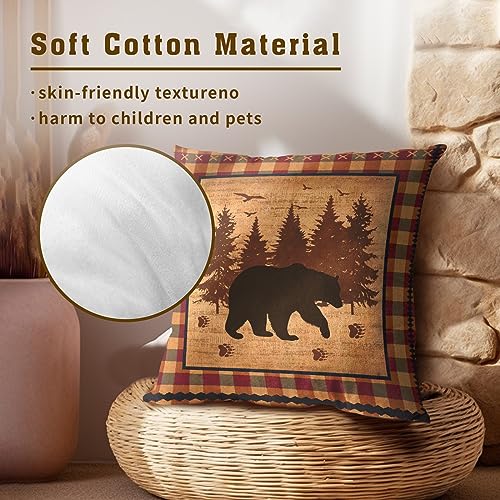 Imiss-Bear-Throw-Pillow-Covers-18×18-Inch-Set-of-2-Forest-Cabin-Nature-Wildlife-Square-Pillowcase-Buffalo-Plaid-Decorative-Cushion-Cover-for-Outdoor-Sofa-Bedroom-Car Imiss Bear Throw Pillow Covers 18×18 Inch Set of 2 Forest Cabin Nature Wildlife Square Pillowcase Buffalo Plaid Decorative Cushion Cover for Outdoor Sofa Bedroom Car
