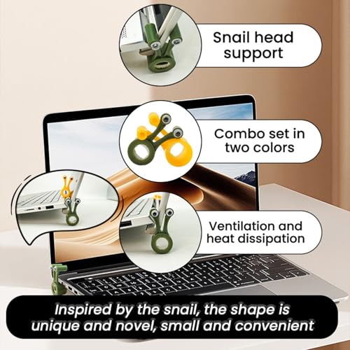 Base ergonómica para laptop con ventilación diseño caracol verde miniatura 4