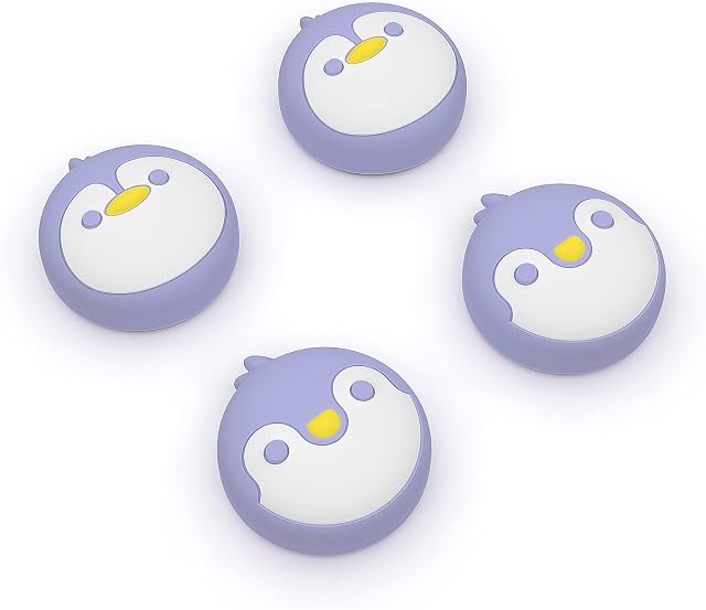 PlayVital Penguin Joystick Caps for Nintendo Switch/OLED, Thumbstick Caps for Switch Lite, Analog Cover for Joycon Thumb Grips - Light Violet