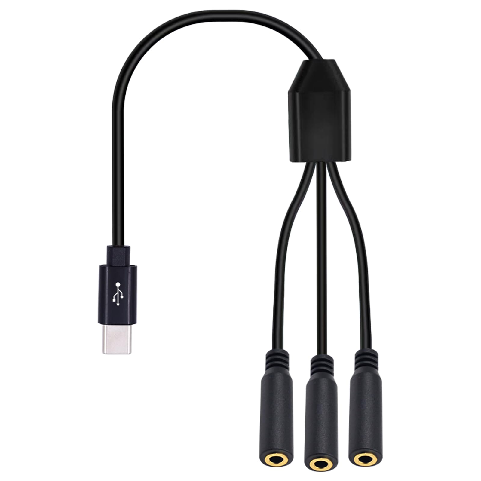 Poyiccot USB C to 3.5mm Audio Jack Cable, 1 to 3 Ways 3.5mm TRRS Aux to USB C Splitter Type C to Headphone Aux Cable Compatible with Micphone,