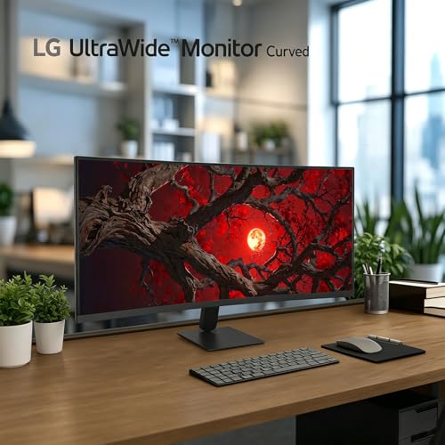 Image of LG 34 inch UltraWide Curved Monitor, WQHD (3440 x 1440) VA Display, 144Hz, 4000:1, AMD FreeSync, HDR10, Built-in KVM Switch, sRGB 99%, HDMI, Display Port, USB Type-C, Height /Tilt Adjustable Stand
