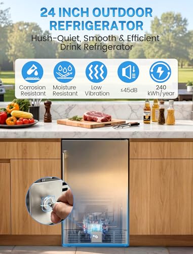 15 Inch Beverage Refrigerator, Under Counter Drink Fridge with Stainless Steel Door, Built-in & Freestanding Beverage Co - Additional View