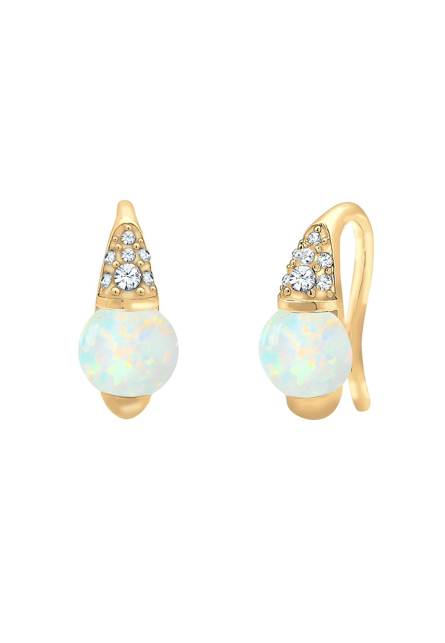 Elli Earrings Woman Elegant Drop Pearl with Synthetic Opal and Crystals in 925 Sterling Silver