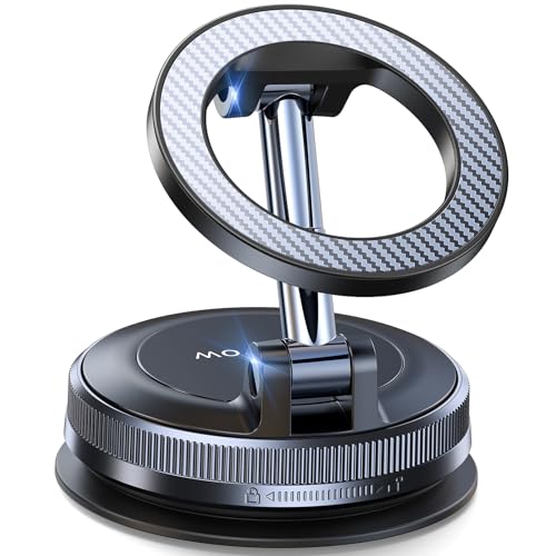 Coolpow Soporte Movil Coche para Magsafe [Ventosa de Vacío & Super Imanes] 360° Rotación Magnetico Suporte Telemovel Carro para Salpicadero/Parabrisas Accesorios Coche para iPhone 17 Pro MAX 16 15