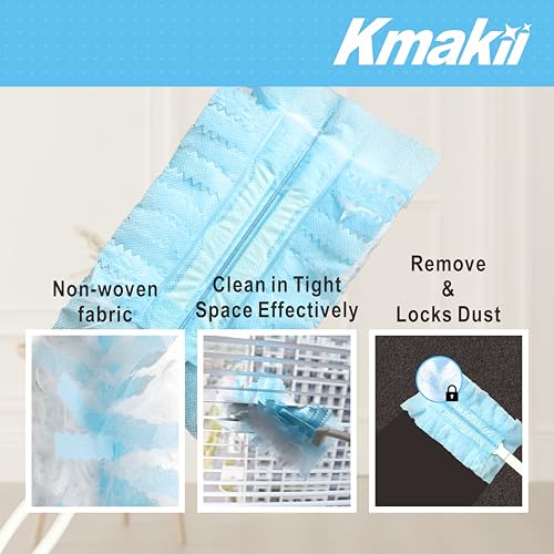 Image of KMKAII Heavy Duty Dusters Refill Disposable Blue Duster Refills Bulk Multi Surface Duster for Cleaning Furniture,Home,Office - 40Counts+2Handle