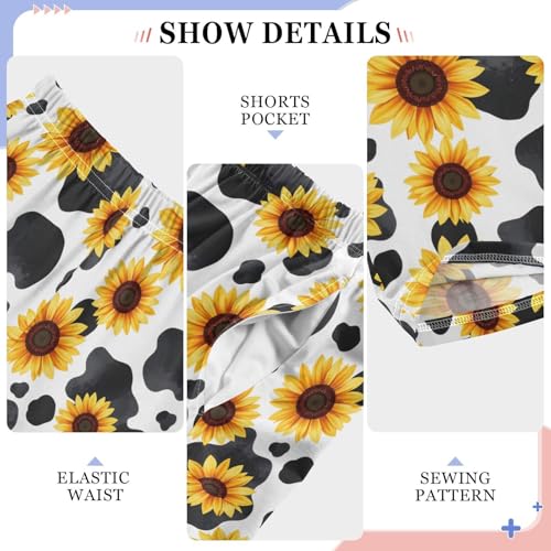 ALAZA Sunflower Cow Print Floral Pajama Lounge Pants Long Sleep Pajama Bottoms with Pockets4