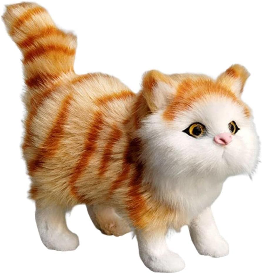 FunBlast Cute Cat Plush Toy with Meow Sound, Toy Accessories for Car Dashboard & Home Décor, Realistic Standing Cat Pet Toys for Girls & Boys, Gift for Kids (Brown+Orange)-image-6