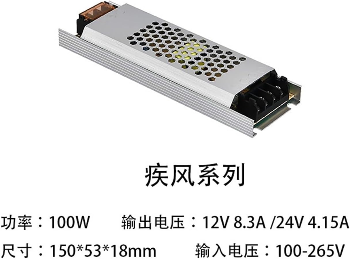 Ultra-Thin Silent LED Light Box Power Supply 220V to 12V24V Low Voltage Light Strip Transformer high Power Switching Power Supply(Blackcharm100W-24V)