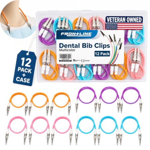 Silicone Dental Bib Clips 12 Pack Multicolor Set Flexible 19 Bib Holders