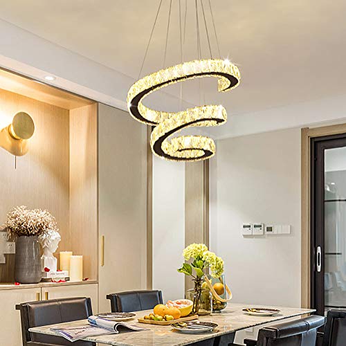 Lustre en cristal suspendu argenté de 50cm pour plafonnier de salon moderne - 7