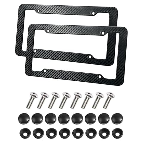 UBOG 2 Pack License Pate Frames,License Plate Cover,Carbon Fiber License Plate Frame,Car Accessories Number Plate Frames with Fasteners and Screws,Fit for All America and Canada License Plate Cover
