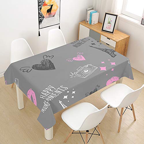 Hearda Nappe de Table Anti Tache Impermeable, Nappe de Cuisine Rectangulaire Imprimé Tour Eiffel, Nappe Table Rectangle Extérieur pour Fête de Mariage, Salle à Manger, Pique-Nique (60x60cm,5)