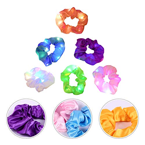 Minkissy 35XRIAO08150PO2OEPN 6Pcs Led Light Hair Scrunchies Elastic Hair Ties Luminous Scrunchy Ponytail Holders Hair Accessories thumb #1