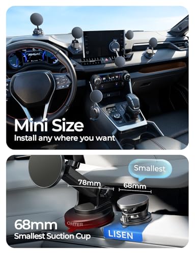 Image of LISEN for 15W Magsafe Car Mount Charger, [Carbon Fiber] 360 Magnetic Wireless Car Charger, Suction Car Phone Mount for Car Accessories for Men, Car Phone Holder for iPhone 17 Pro Max 16 15 14 13 12