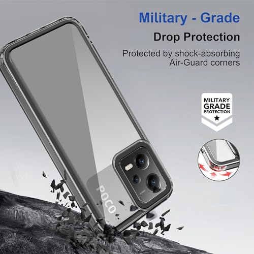 Image of Zapcase Back Case Cover for Poco X5 5G | Compatible for Poco X5 5G Back Cover | Case Cover with Camera Protection | (TPU + PC | Translucent Black)