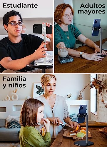 COOPER ChatStand, Soporte Movil Mesa Ajustable para Grabar, Tripode Movil Videos, Soporte Telemovel Mesa, Tripe Telemovel, Tripode para iPhone et Samsung et Android (Blanco Escarcha) - imagen 8