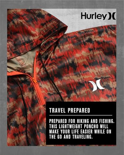 Hurley Glitch Camo Orange Waterproof Rain Poncho for Adults - Lightweight & Packable - Image 3