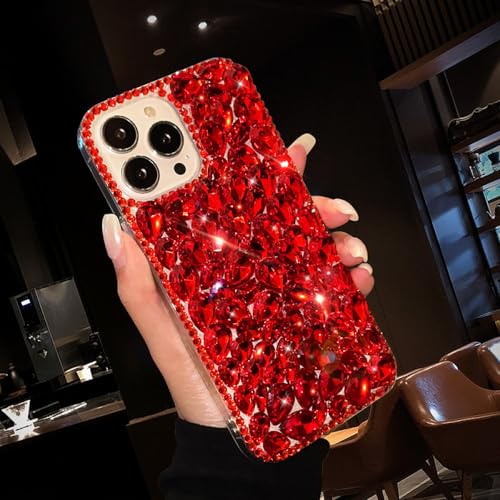 Coque silicone de luxe avec diamants pour iPhone 12 Pro protection élégante rouge Enilsa