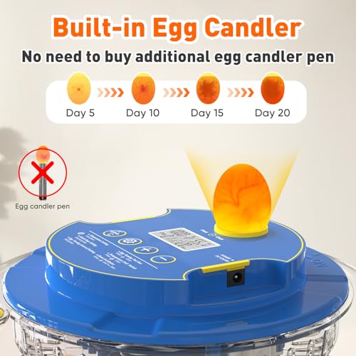 MYPIN 18 Egg Incubators for Hatching Eggs, Egg Incubator with Eggs Automatic Turning, Humidity &Temperature Control, Auto Water Filling, Egg Candler for Chicken Duck Goose Quails Eggs, Farm Lab Home - Image 3