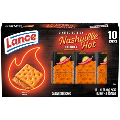 Lance Nashville Hot Cheddar Sandwich Crackers, 10 Pack Lance Nashville Hot Cheddar Sandwich Crackers, 10 Pack