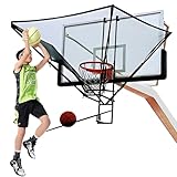 Basketball-Rücklaufgerät mit Auffangnetz, 180° drehbarer Startwinkel, tragbarer Rebounder-Trainer für Outdoor-Hoop-Übung