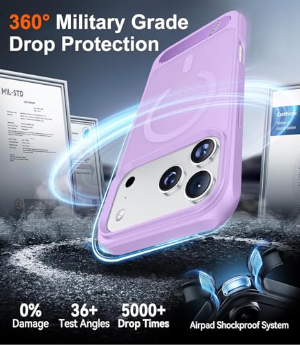 Image of Designed for iPhone 17 Pro Case, [Built-in Invisible Kickstand][Compatible with MagSafe][Military Grade Shockproof] Slim Translucent Matte Phone Case 6.3 inch (Light Purple)