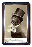 Dog Smokes Pipe in Tophat Victorian B&W Photo ID Wallet or Cigarette Case USA Made