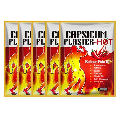 Parches Térmicos de Capsaicina Natural,Parches Térmicos Corporales,Parche Caliente para Aliviar el Dolor de Yeso Capsicum,Aliviar La Tensión Muscular,Parches De Calor 40PC