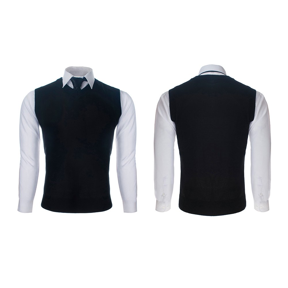 TopTie Chaleco de suéter Liso de Color sólido de Negocios para Hombre, Jersey Informal de Ajuste de algodón