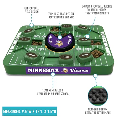 Image of Pets First NFL Minnesota Vikings Large Puzzle Toy for Dogs, Slow Feeder Board for Pets, New Bigger Size, Interactive Doggie Treat Toy