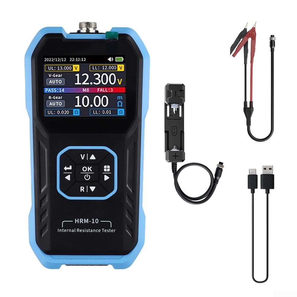 Misuratore di resistenza interna, tester di tensione della batteria HRM-10 con schermo a colori TFT, selezione a 4 fili Kelvin per celle al litio