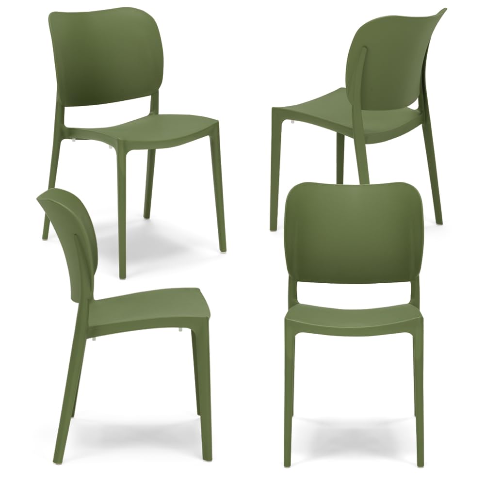 REDÒKASA Sedia in polipropilene VENERE, impilabile, resistente ai raggi UV, design moderno, ideale per sala da pranzo, cucina, sala d'attesa, bar, ristoranti o giardino (Bianco, 1