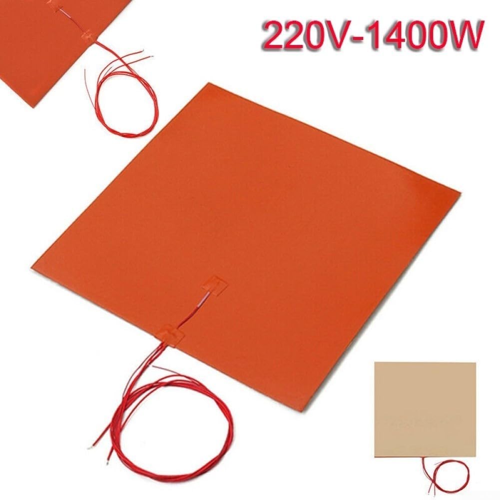 Almohadilla de calefacción de silicona, 500 × 500 mm 220 V 1400 W Estera del calentador para la impresora 3D Cama calentada Control de temperatura Placa caliente grande