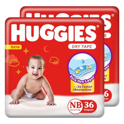 Image of Huggies Complete Comfort Dry Tape Newborn - (NB /XS) Size Baby Tape Diapers, Combo Pack of 2, 72 count, with 5 in 1 Comfort (36 Count, Pack of 2)