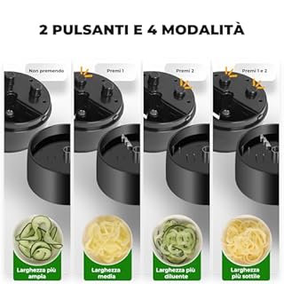 Spiralizzatore di Verdure - 4 in 1 Taglia Verdure a Spaghetti Verdure Spiralizer - Spirale Manuale Tagliaverdure Julienne per Pasti Vegani a Basso, Spaghetti di Verdure, Zucchina, Cetriolo, Carota